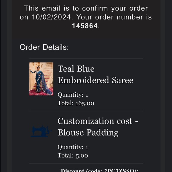 Lashkaara Teal Blue Embroidered Net Saree XS - Picture 4 of 4